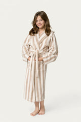 Striped beige kids bathrobe
