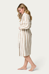 Beige and white striped bathrobe - beige en wit gestreepte badjas 