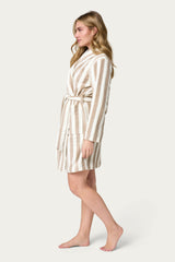 Beige and white striped bathrobe - beige en wit gestreepte badjas 