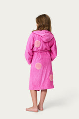 Pink Badú mermaid bathrobe with shell design patches 