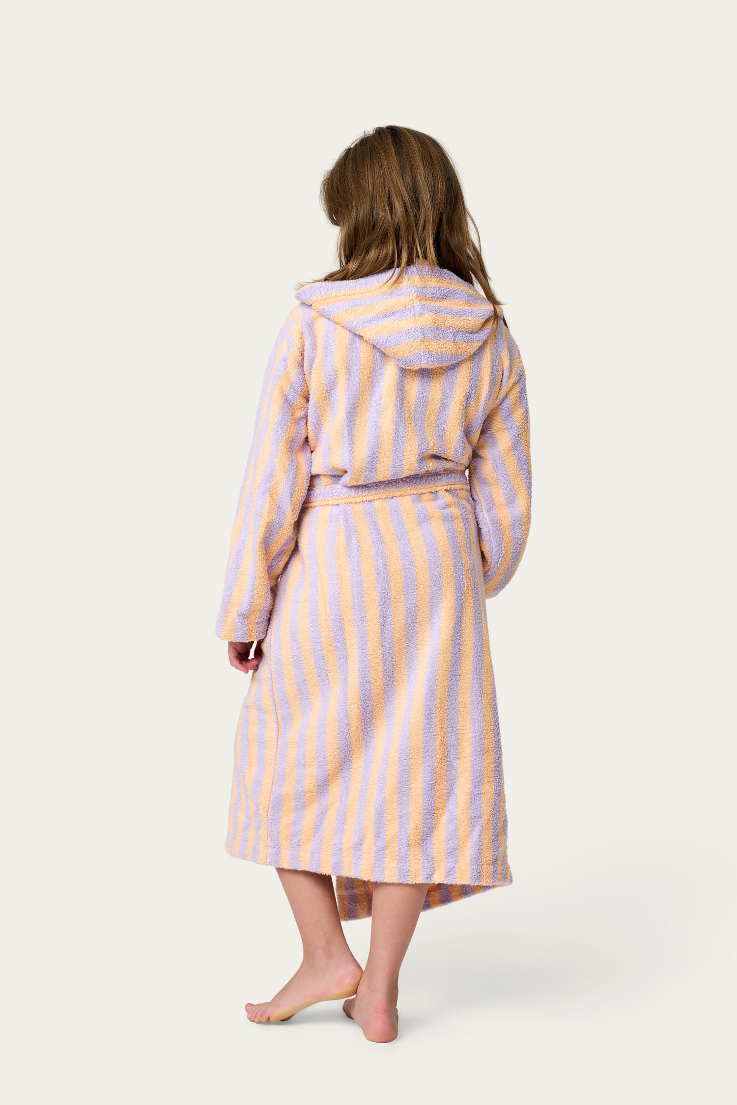 Pastel striped kids bathrobe lilac orange