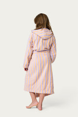 Pastel striped kids bathrobe lilac orange