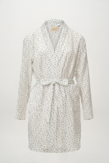 Muslin Bathrobe Flower Print White
