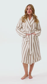 Striped bathrobe beige
