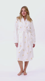 White bathrobe sunshine print