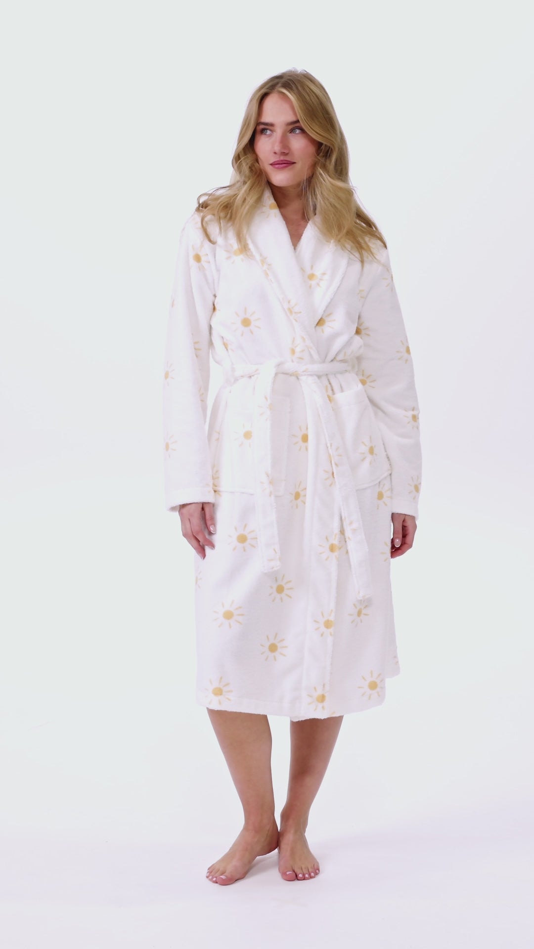 White bathrobe sunshine print
