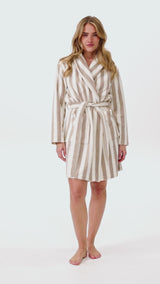 Striped bathrobe beige